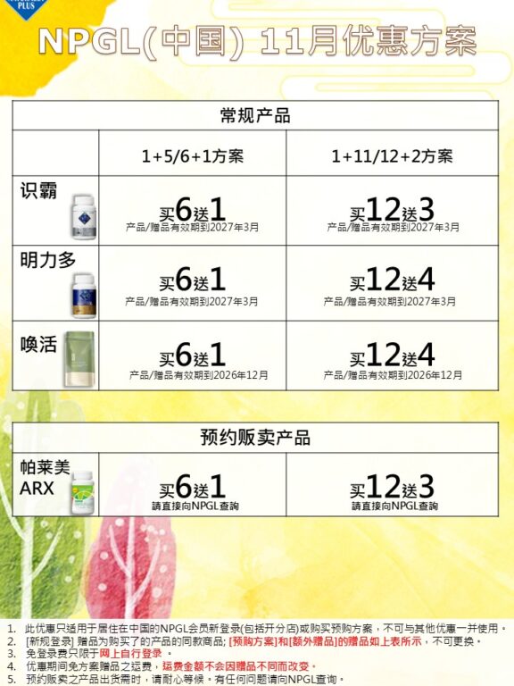 NPGL 11月基本优惠方案