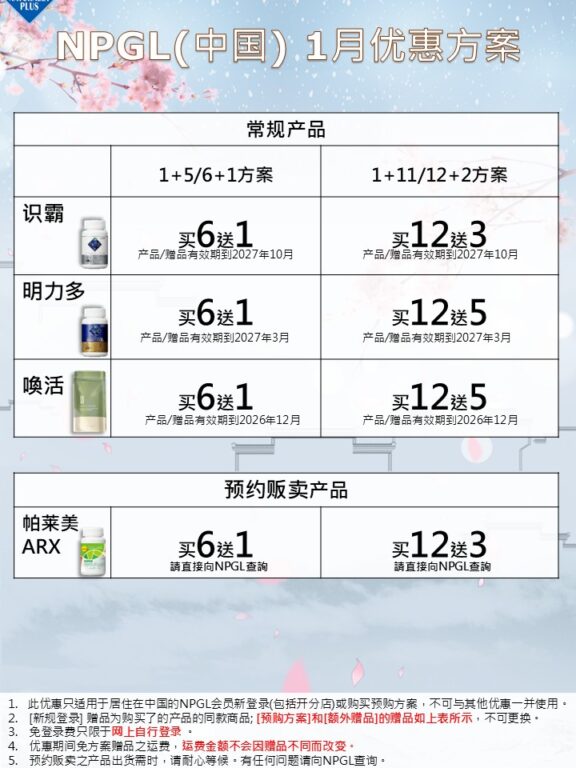 NPGL 1月优惠方案